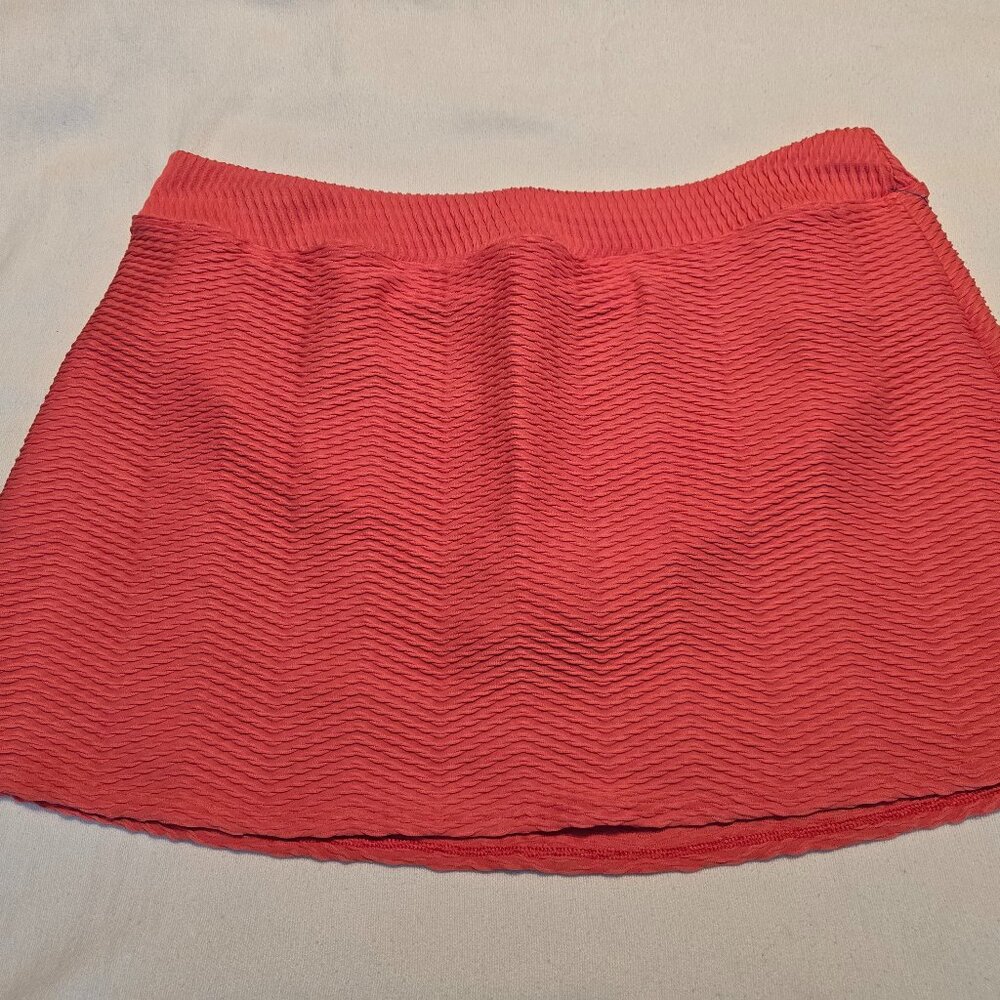 Lands End Women Peach Textured Swim Suit Skirt Skort Size 16 Like New! Mini